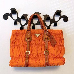 PRADA Gaufre Convertible Tote Pleated Tessuto